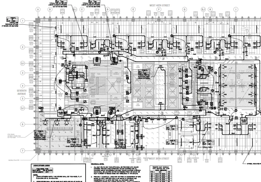 MEP construction drawing — mechanical floor plan by Benesh Engineering