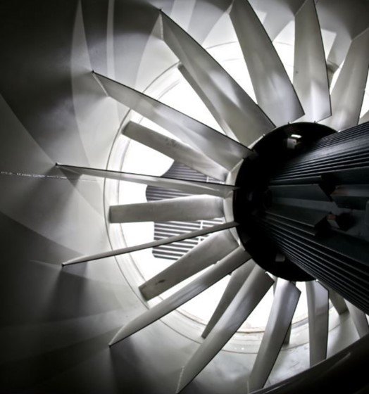Large industrial fan on rotating equipment