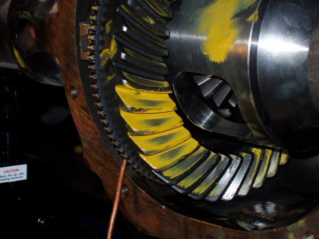 Example differential ring and pinion gear showing contact pattern
